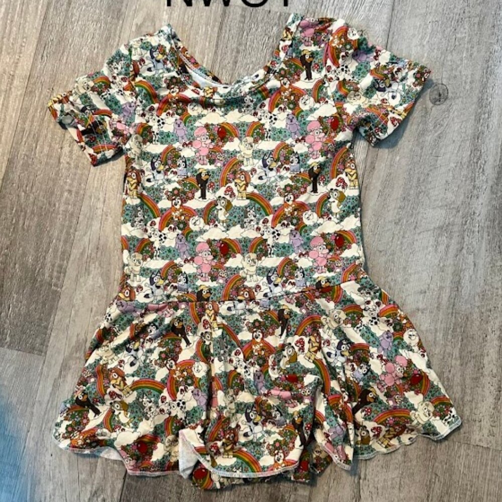 Little Wild Crowns Bluey Print Bodysuit Dress 18mos